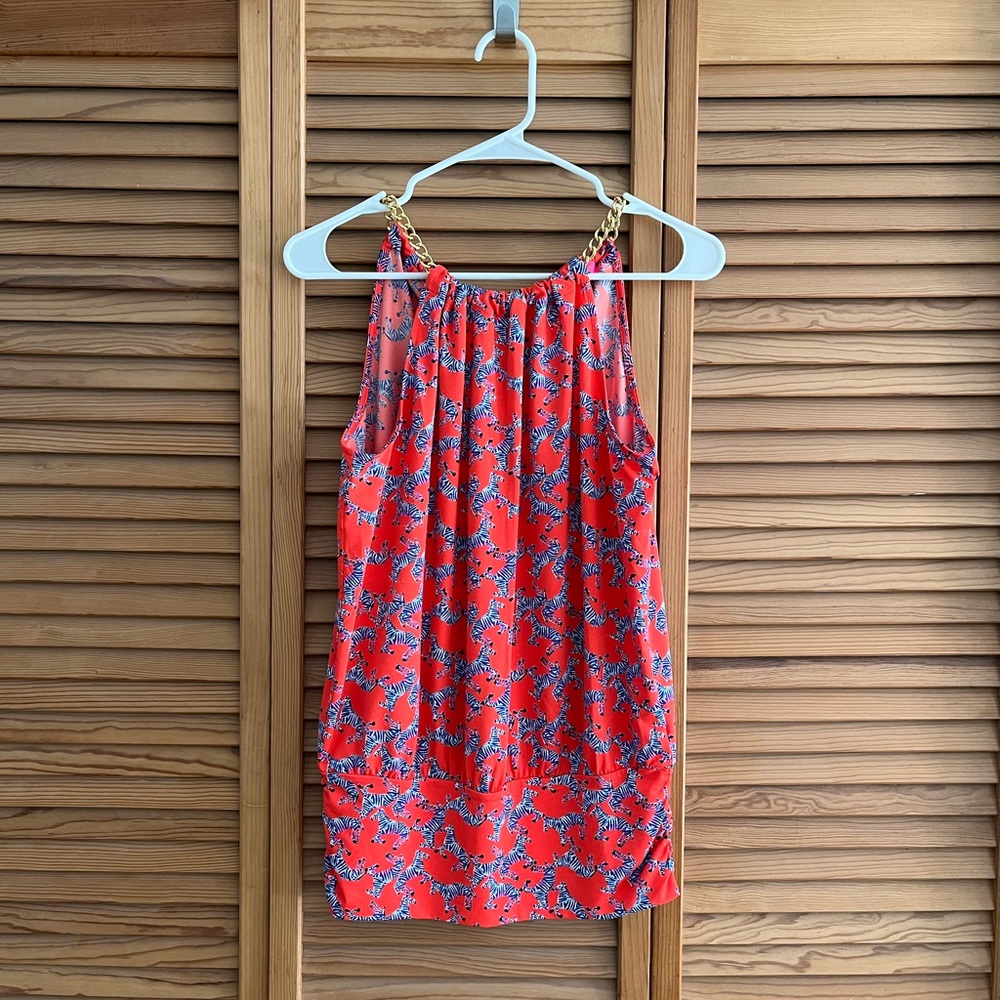 Lilly Pulitzer Bowen Top Orange Zebra Print